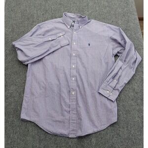 Ralph Lauren Shirt Men 16.5 Blue Pink Check Yarmouth Button Down Long Slv Oxford